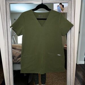 Women’s FIGS dark olive Casma three-pocket scrub top
